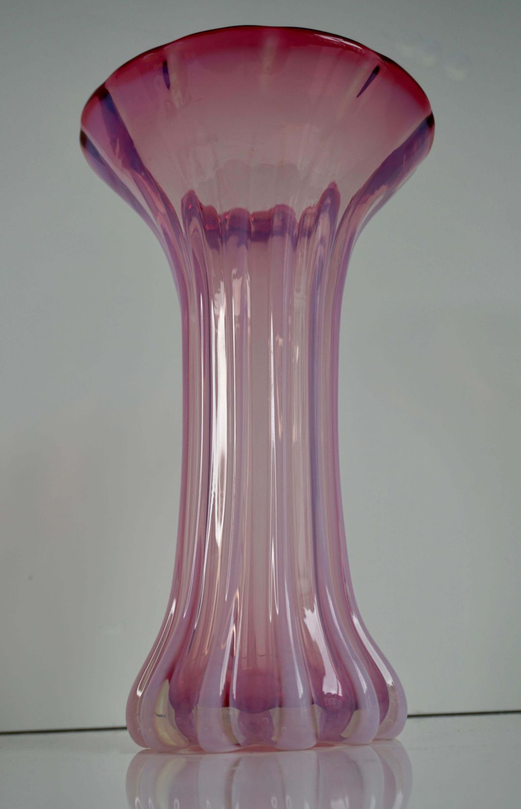 Tall Vintage Italian Murano Pink Glass Vase photo 1273.0