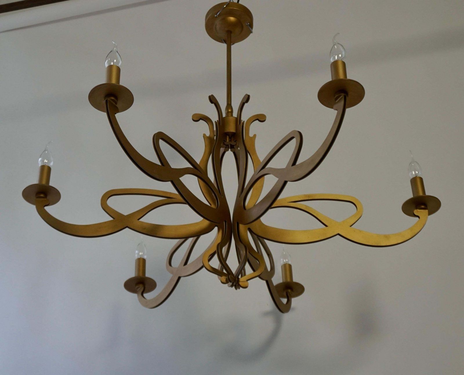 Lighting Elegant Large Art Nouveau Hollywood Regency Style Chandelier photo