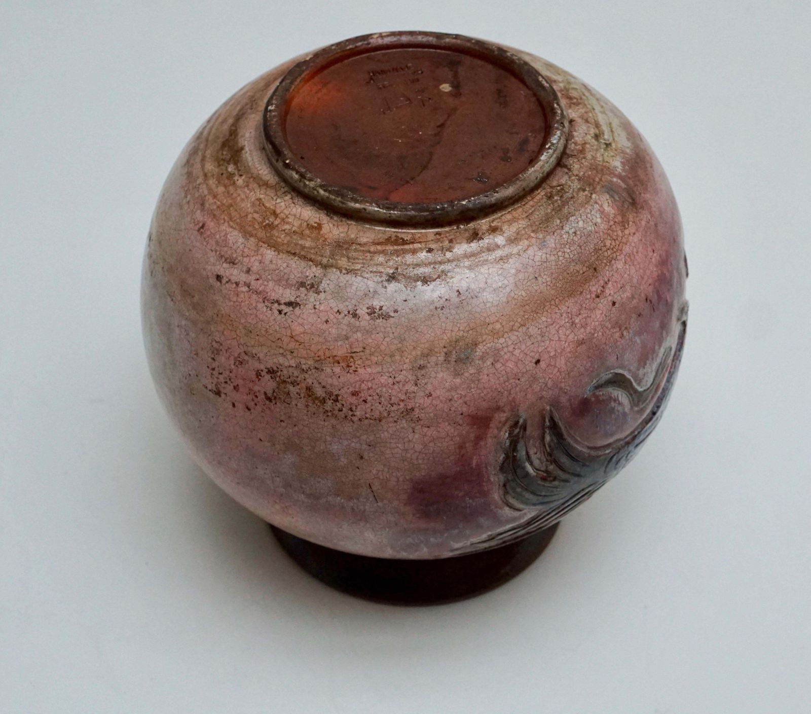Home Decor Large Ceramic Vase With Fish Decor, Belgium, Circa 1930s photo