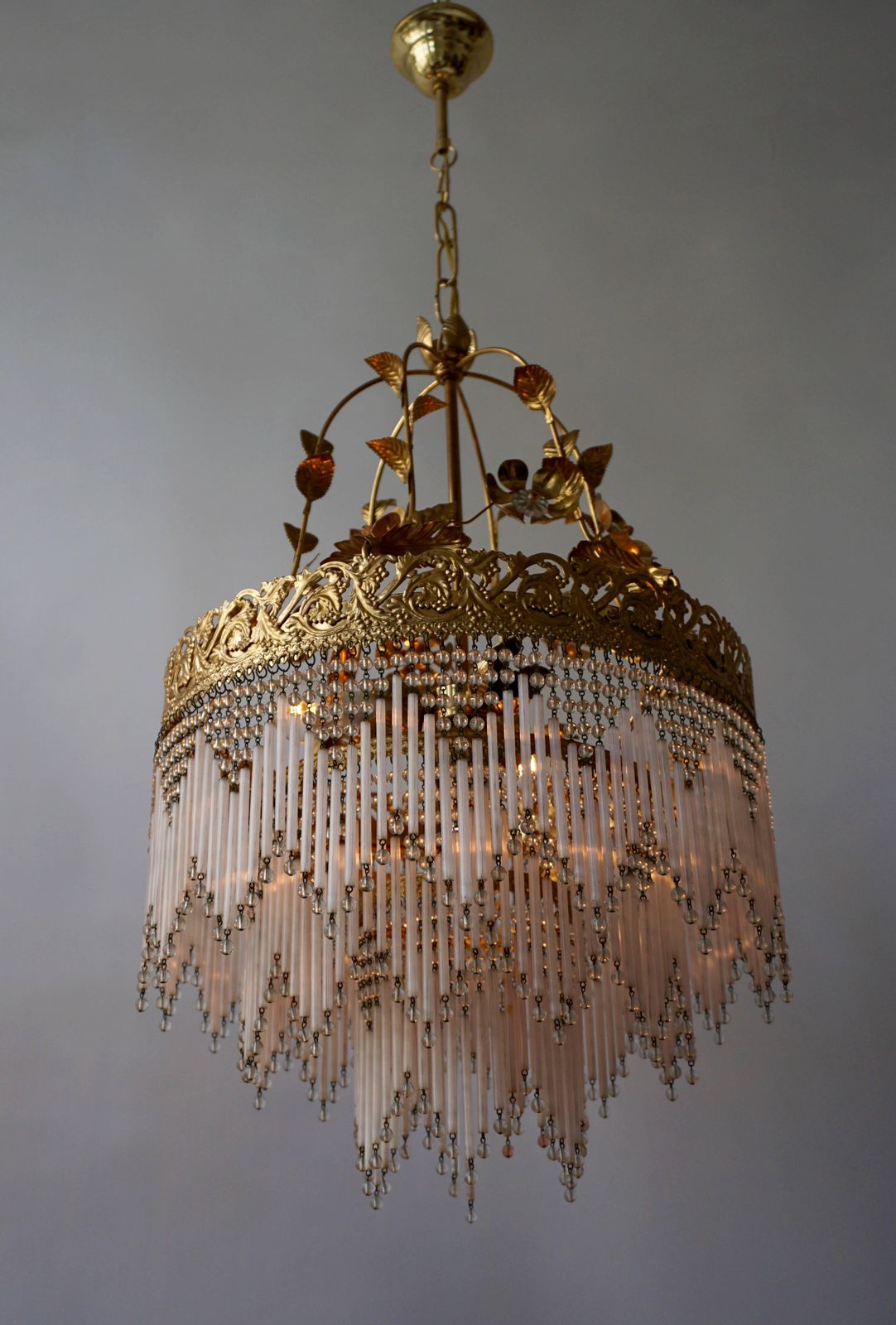 Italian Glass And Brass Chandelier photo vinterior