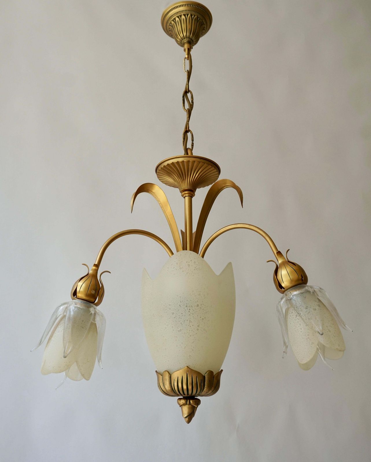 Italian Murano Glass Palm Tree Tulip Chandelier Or Flush Mount photo for sale
