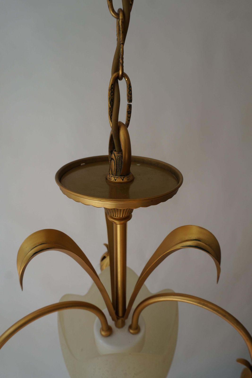 photo vintage Italian Murano Glass Palm Tree Tulip Chandelier Or Flush Mount