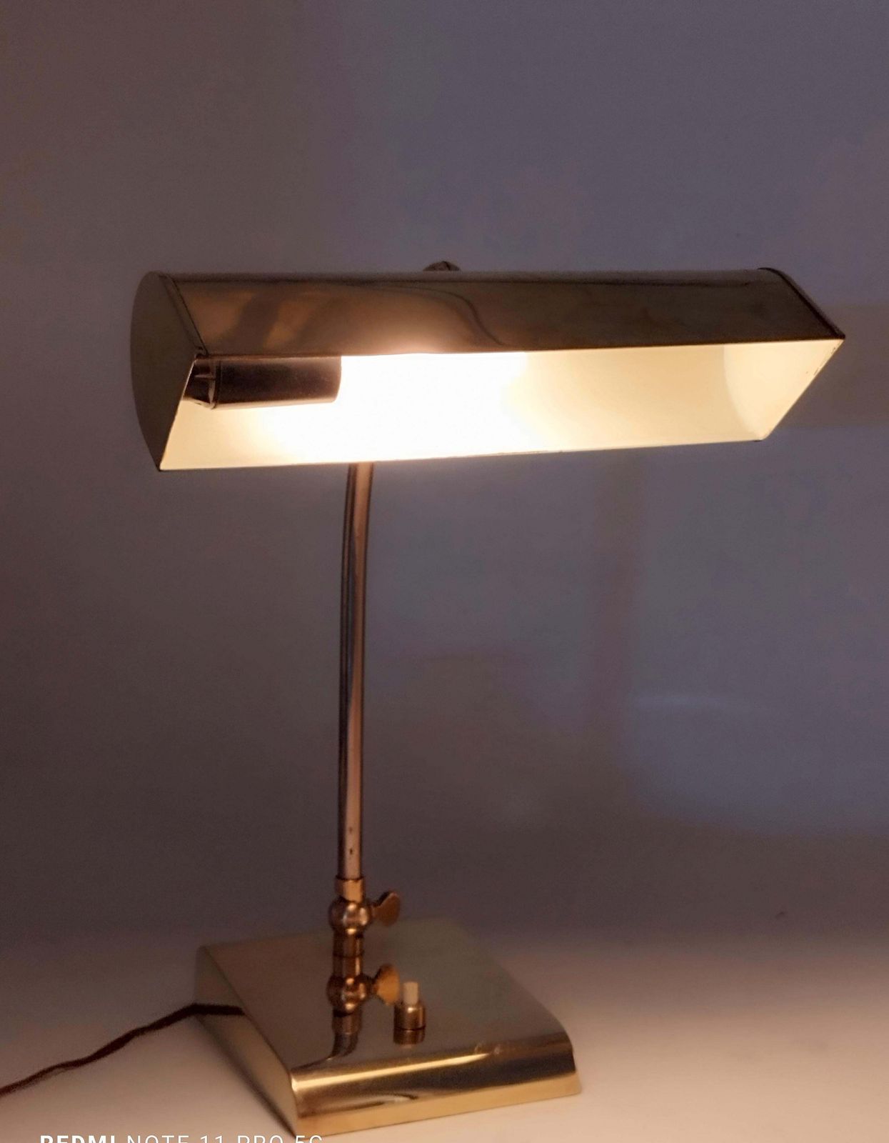 Ministerial Brass Table Lamp With Swivelling Lampshade, Italy 1950s photo buy