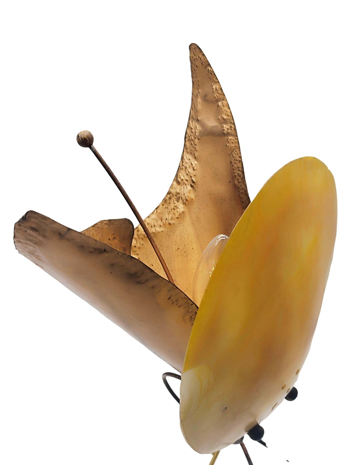 Copper And Mother Of Pearl Flower Shaped Table Lamp, Italy 1970s photo Lighting