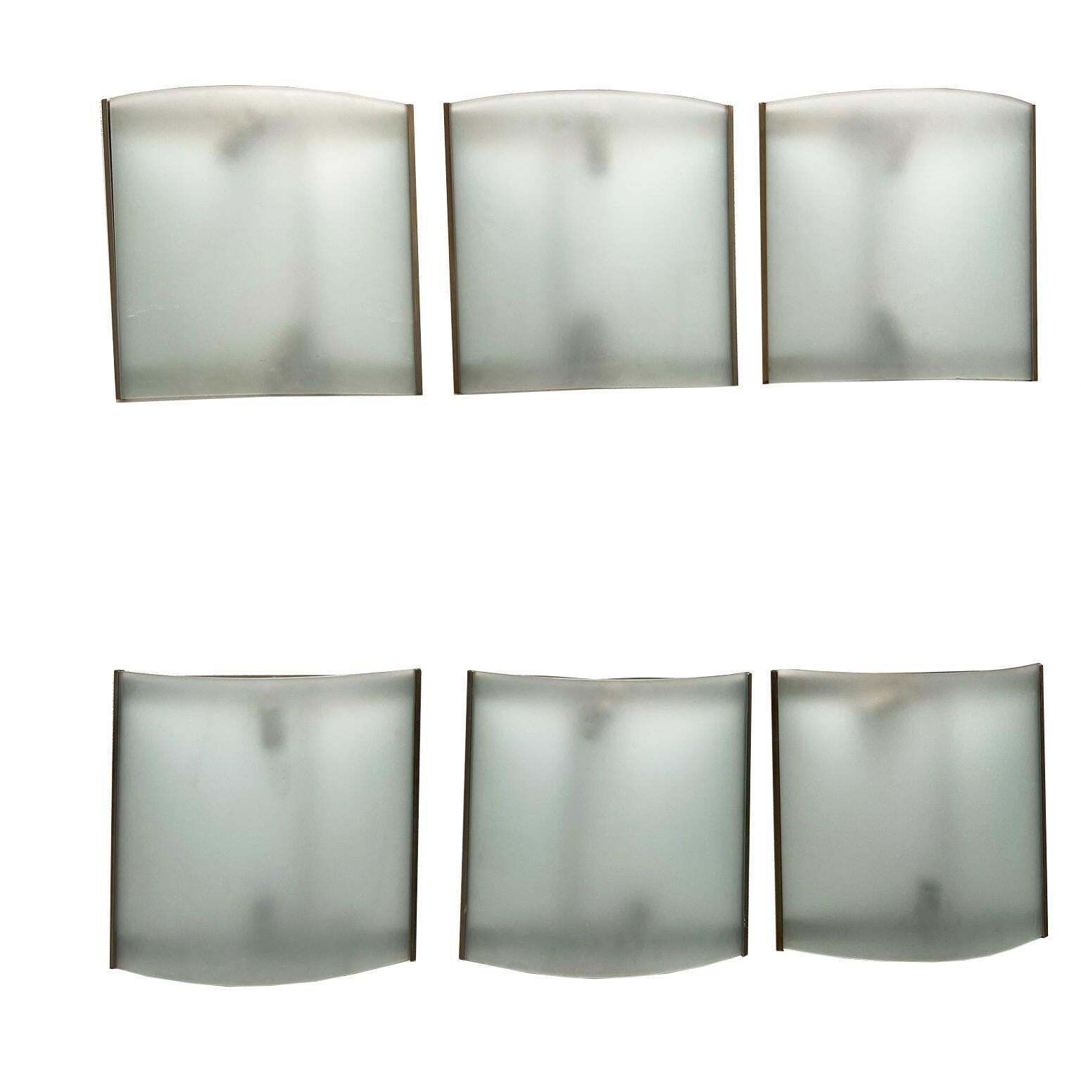 Fontana Arte Style Set Of 8 Wall Lamps, Italy, 1960s photo for sale