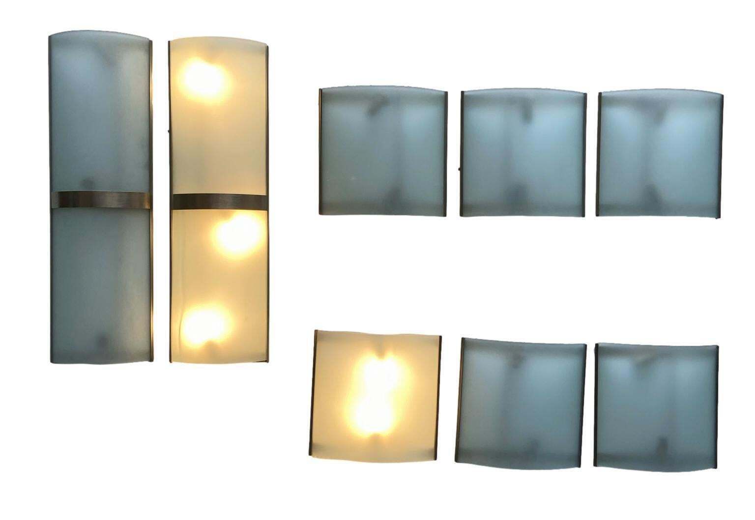 Fontana Arte Style Set Of 8 Wall Lamps, Italy, 1960s photo buy