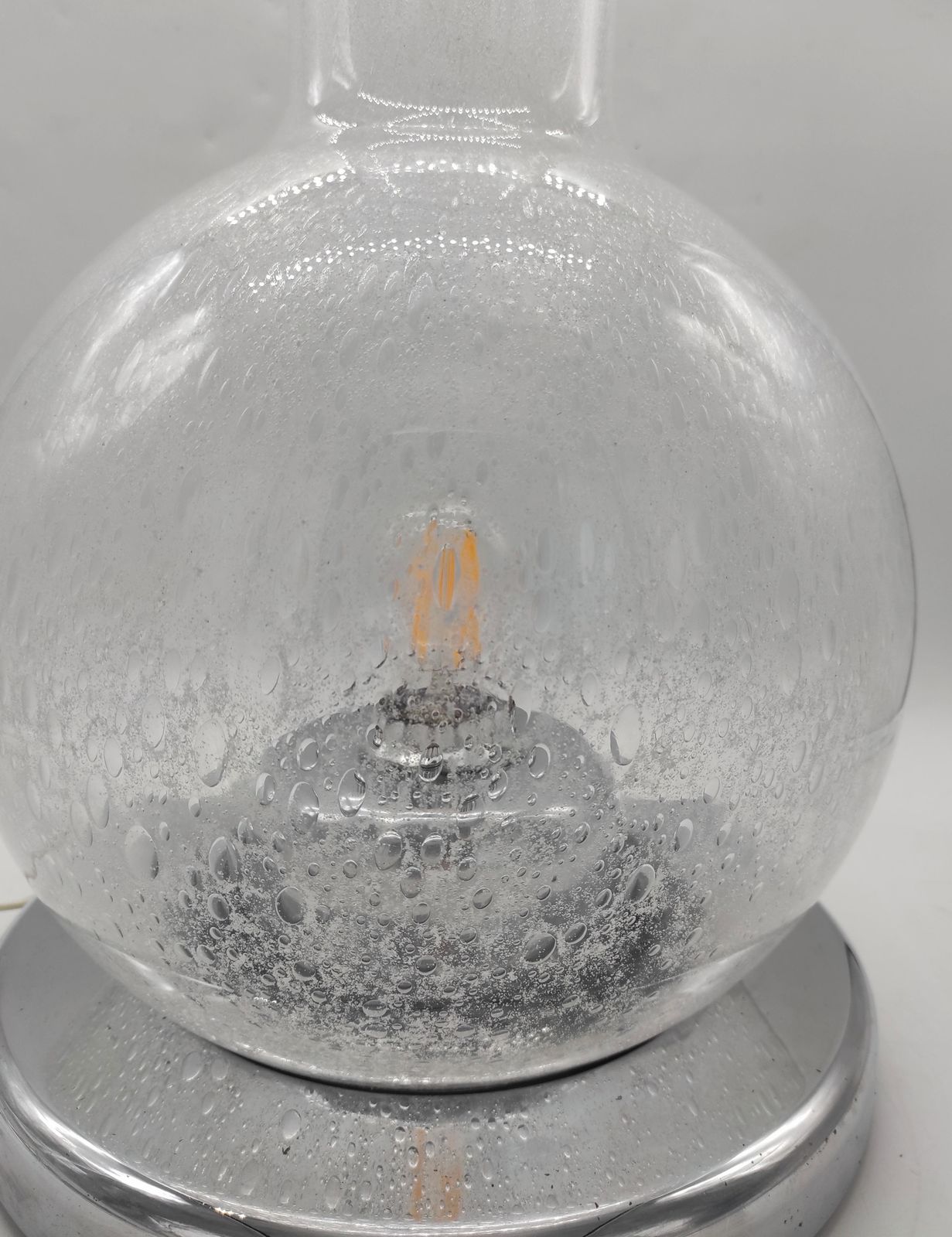 Mazzega Attrib. Chrome And Pulegoso Glass Table Lamp, Italy 1970s photo 1020.0