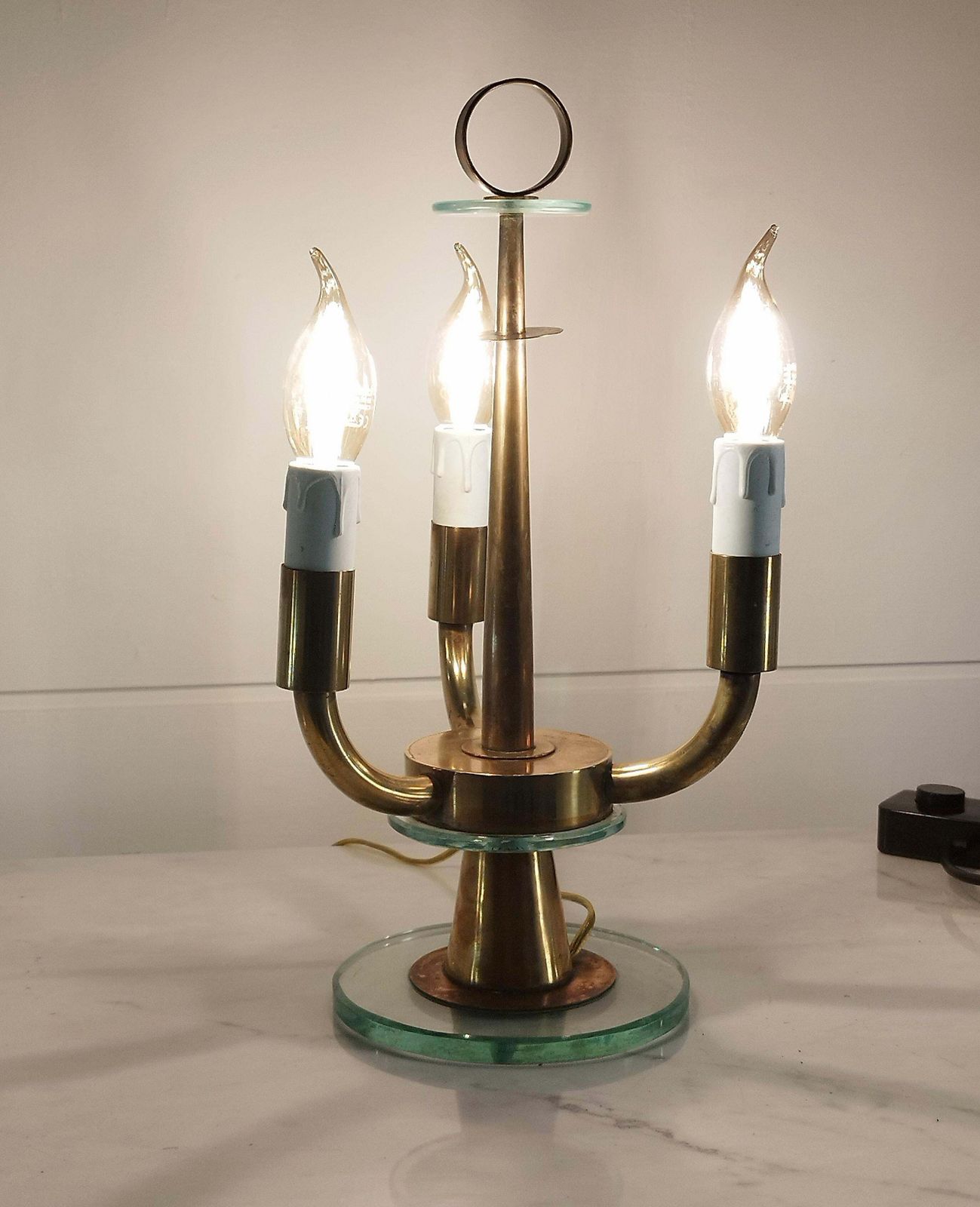 Pietro Chiesa Fontana Arte Style Brass Table Lamp, Italy, 1940s photo Lighting