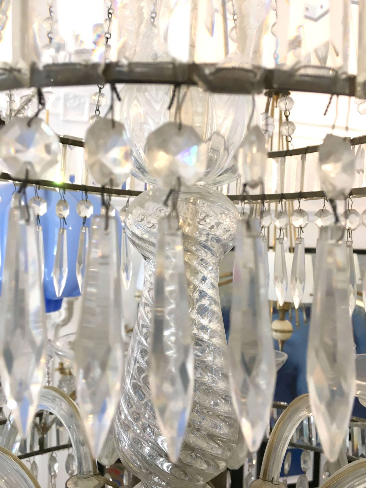 photo furniture Antique Twelve Light Crystal Cristal Neapolitan Chandelier, 19th Century