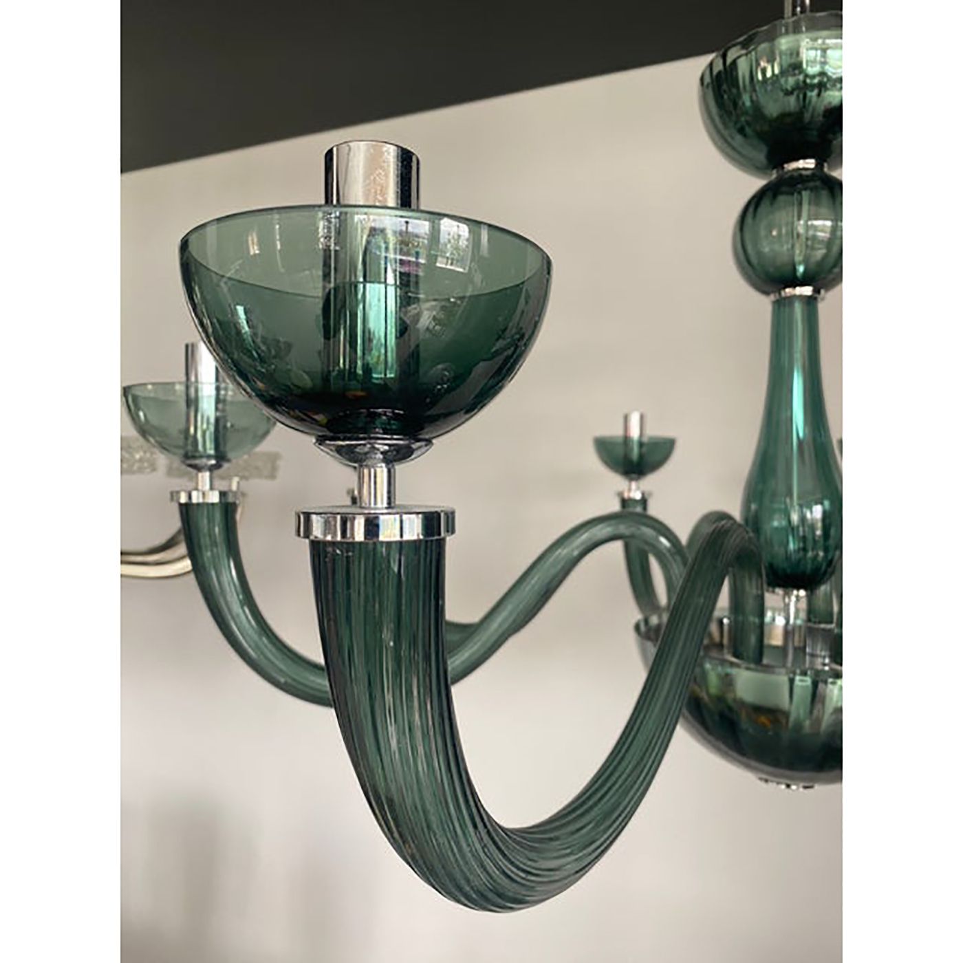 Murano Style Glass Chandelier In Light Green Italian Art Glass photo furniture