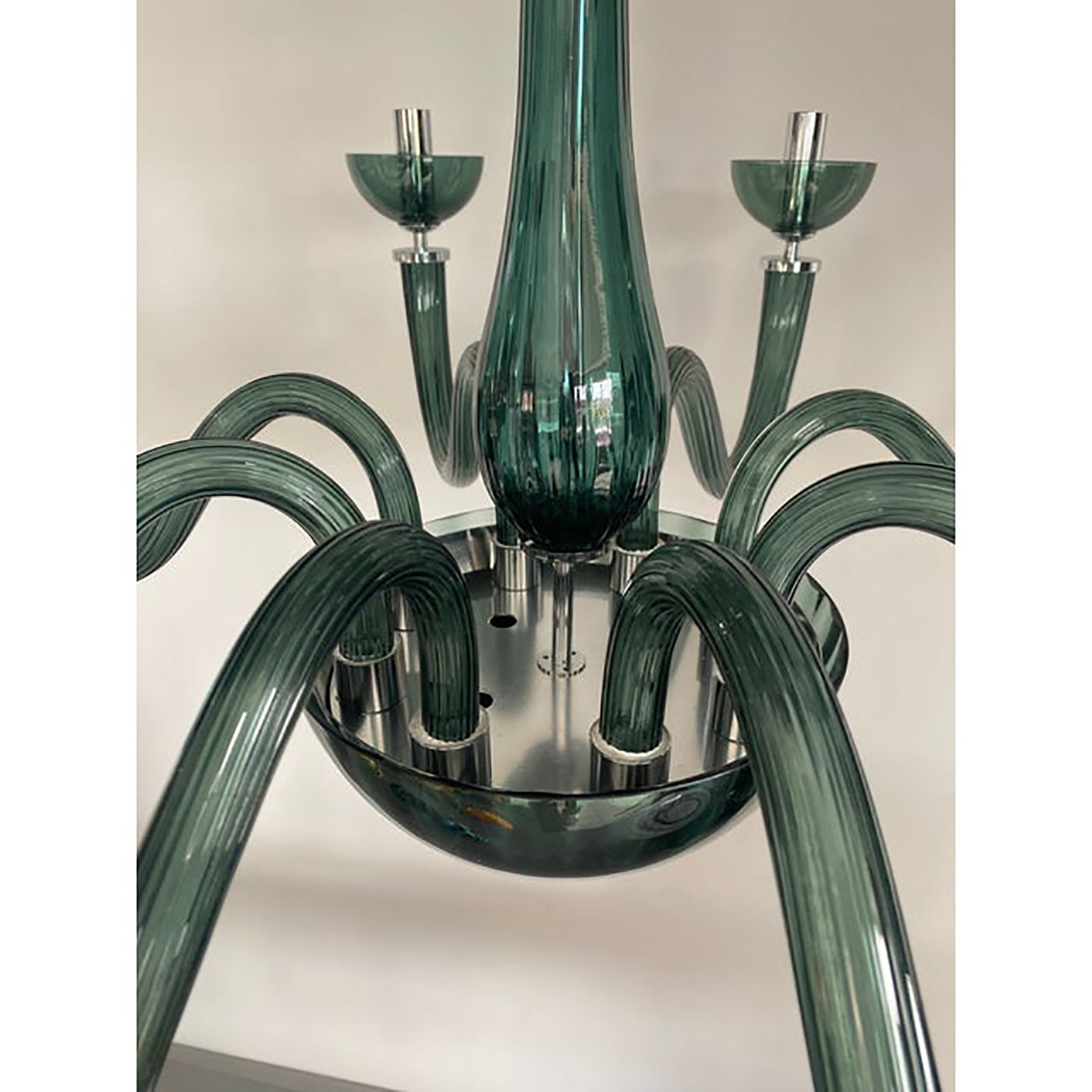 Murano Style Glass Chandelier In Light Green Italian Art Glass photo buy