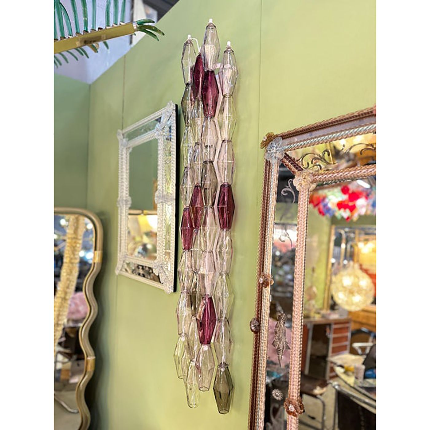 Set Of Two Contemporary Wall Sconces With Multicolored "Poliedri" Murano Glass In Venini Style photo 12800.0