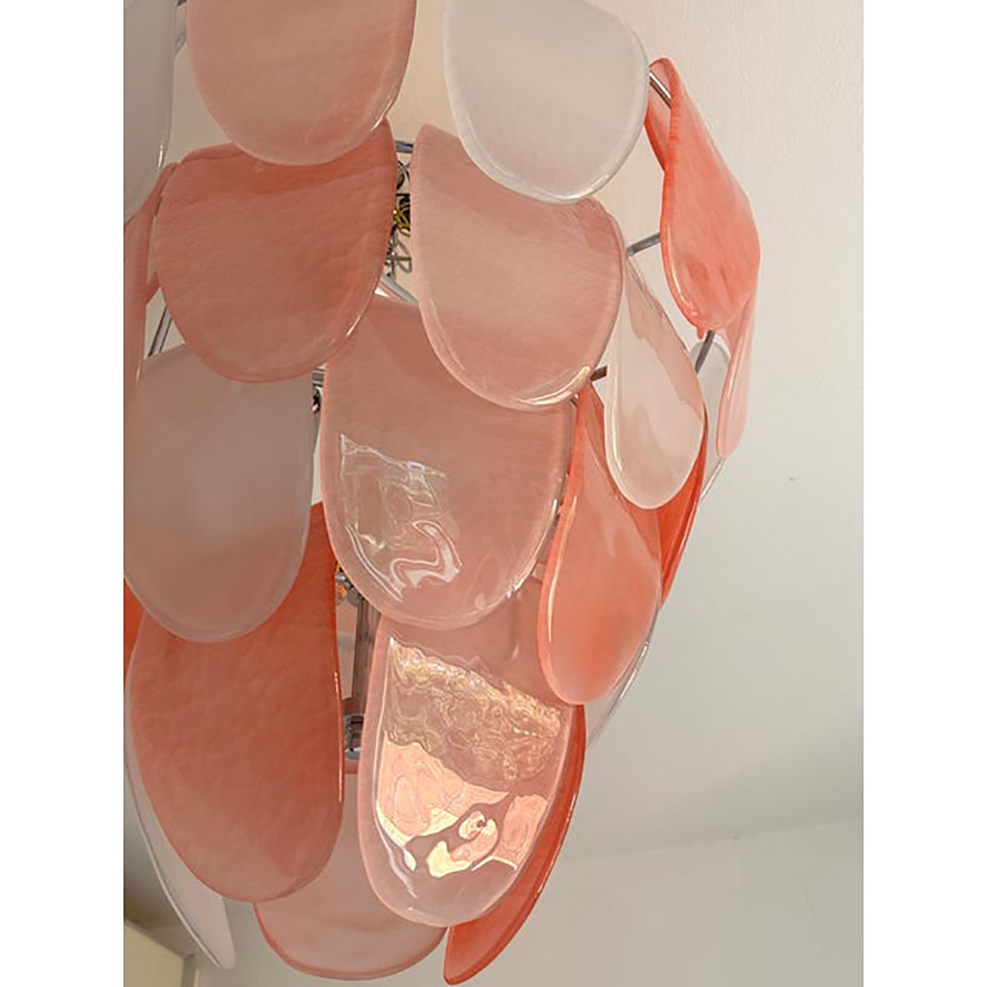 Contemporary Modern Sanded Pink "Petals" Murano Style Glass Chandelier photo furniture