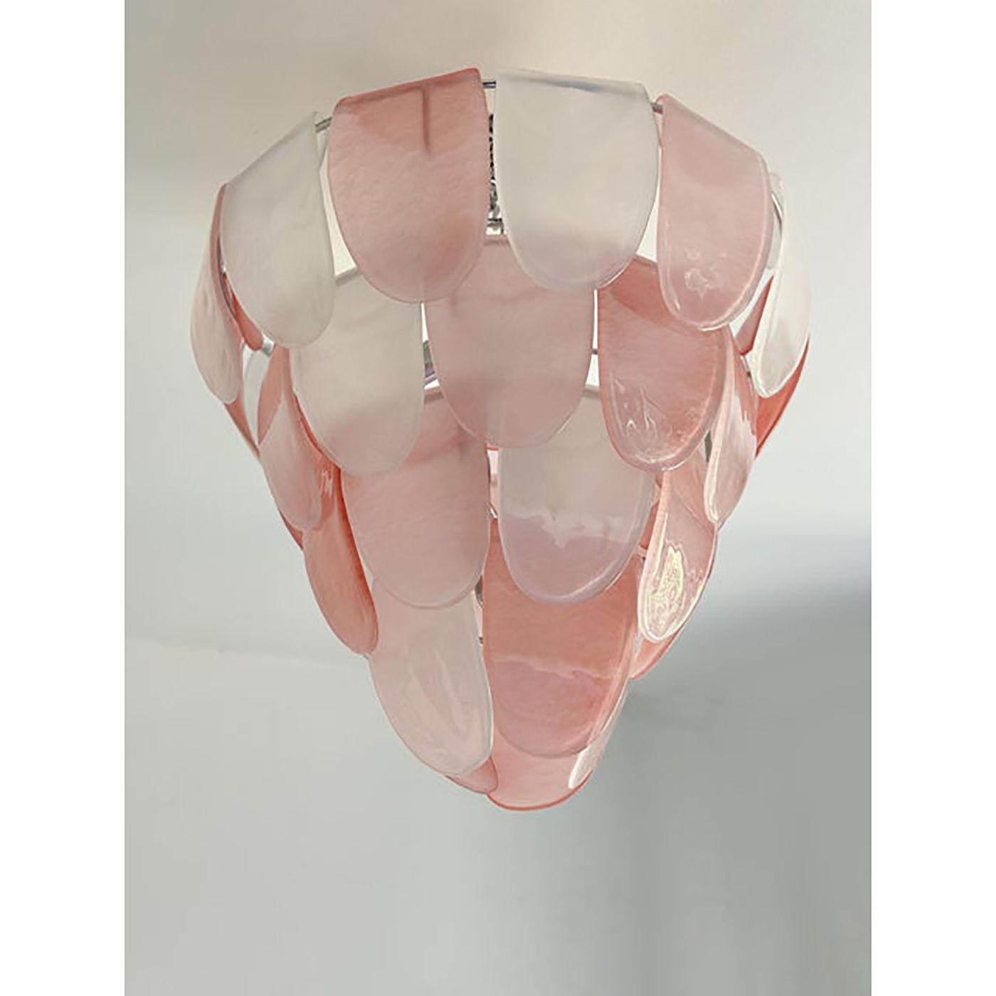 Contemporary Modern Sanded Pink "Petals" Murano Style Glass Chandelier photo buy