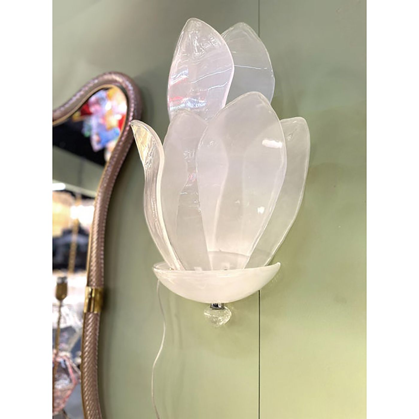 Set Of Two Contemporary Venetian Sanded Murano Style Glass Floreal Wall Sconces By Simoeng photo Lighting