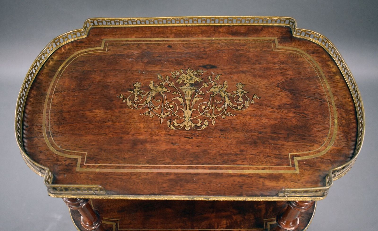 19th Century French Walnut Brass Inlaid Etagere photo buy