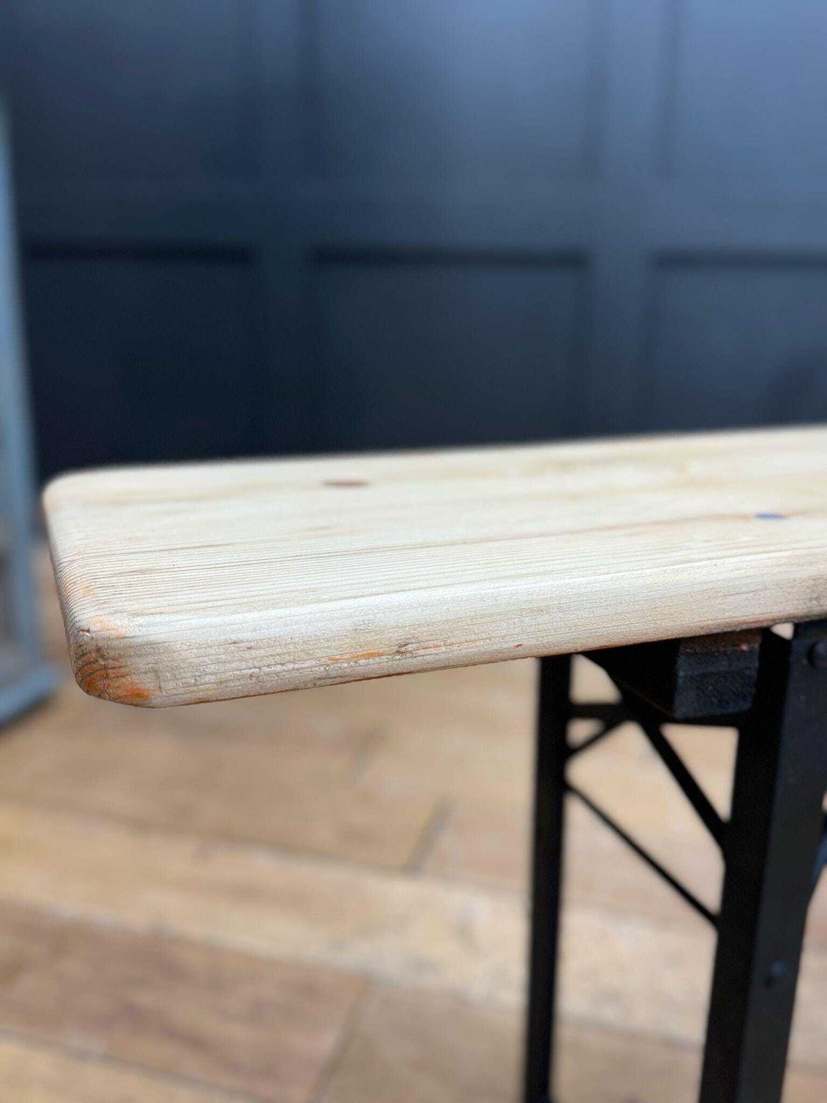 Vintage Fold Up Stripped Pine Bench / Picnic Hallway Seating Garden Furniture/Kitchen Seating/Kitchen Bench photo vinterior