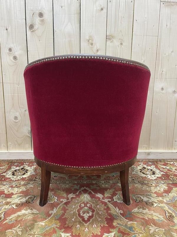 Fauteuil   Bergère époque Art Déco En Velours Rouge photo furniture