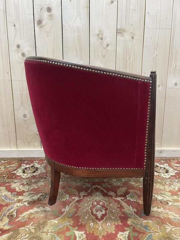 Fauteuil   Bergère époque Art Déco En Velours Rouge photo Furniture