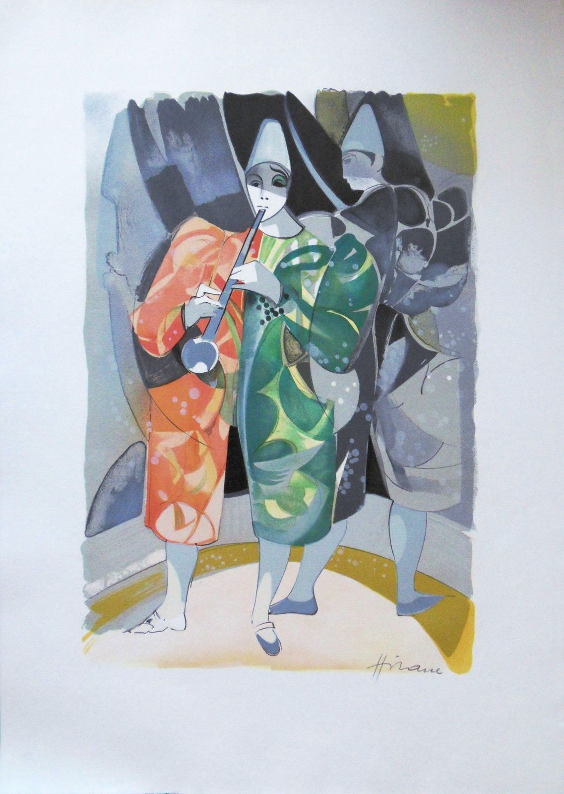 Camille Hilairecircus : The Musician Clown   Original Handsigned Lithograph1974