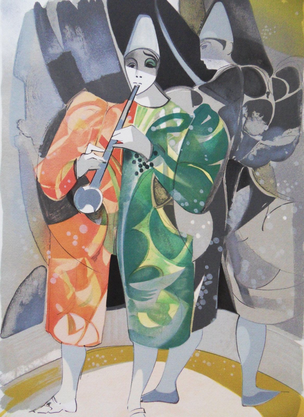 Camille Hilairecircus : The Musician Clown   Original Handsigned Lithograph1974 photo furniture