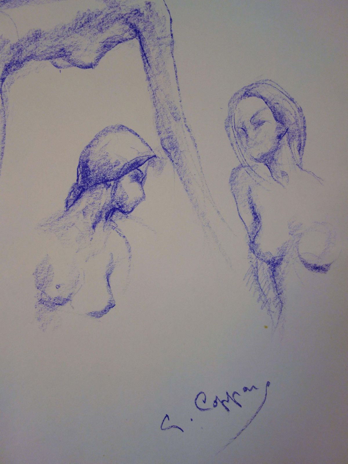 Gaston Coppensfour Studies Of Jeanne   Original Signed Charcoals Drawing photo Art