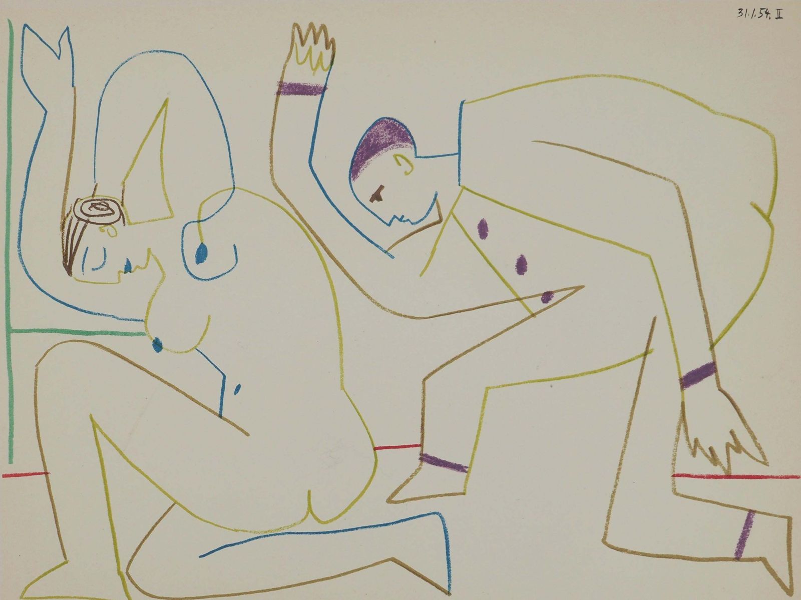 Pablo Picassonude Woman And Servant   Original Lithograph (Mourlot)1954 photo furniture