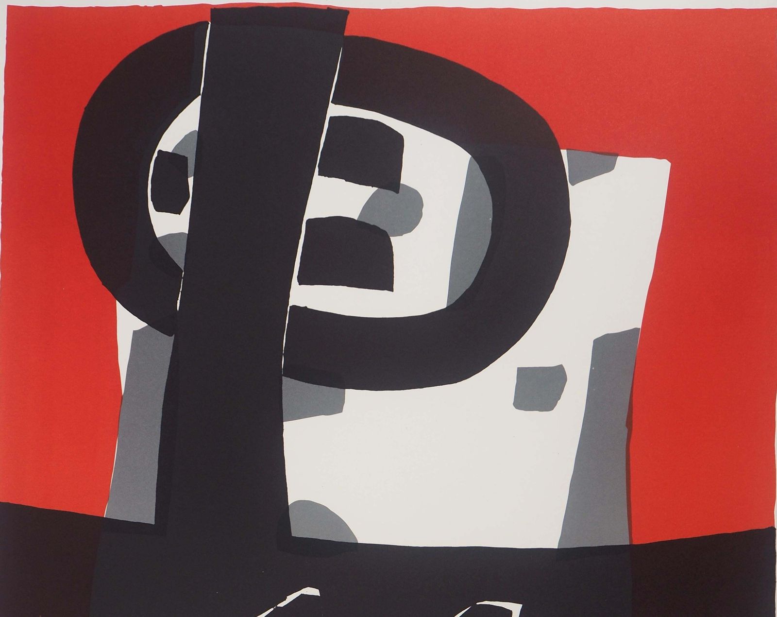 Raoul Ubacabstract Composition In Black And Red   Original Lithograph (Mourlot)1950 photo Art