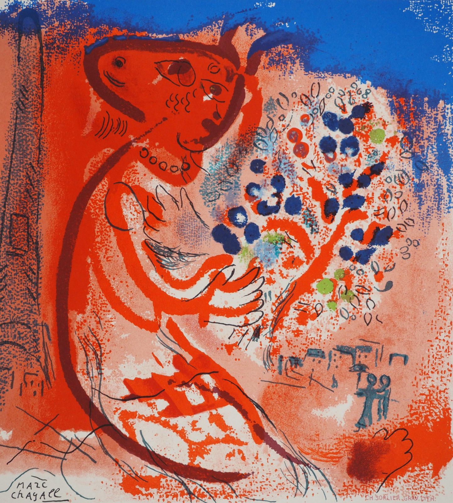 Marc Chagalllovers Of The Champs De Mars   Original Lithograph (Mourlot)1965 photo for sale
