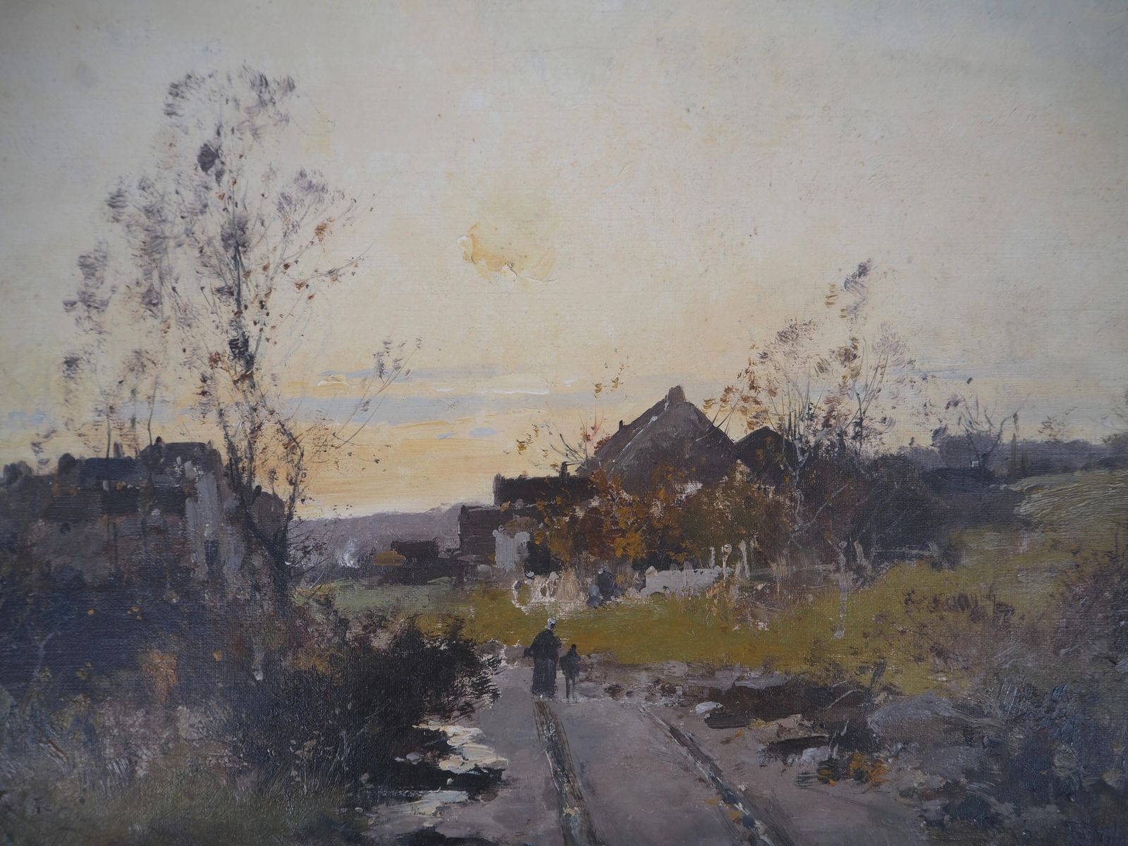 Eugene Galien Lalouenormandy, Arriving Near The Old Farm   Original Painting On Canvas   Signed photo for sale