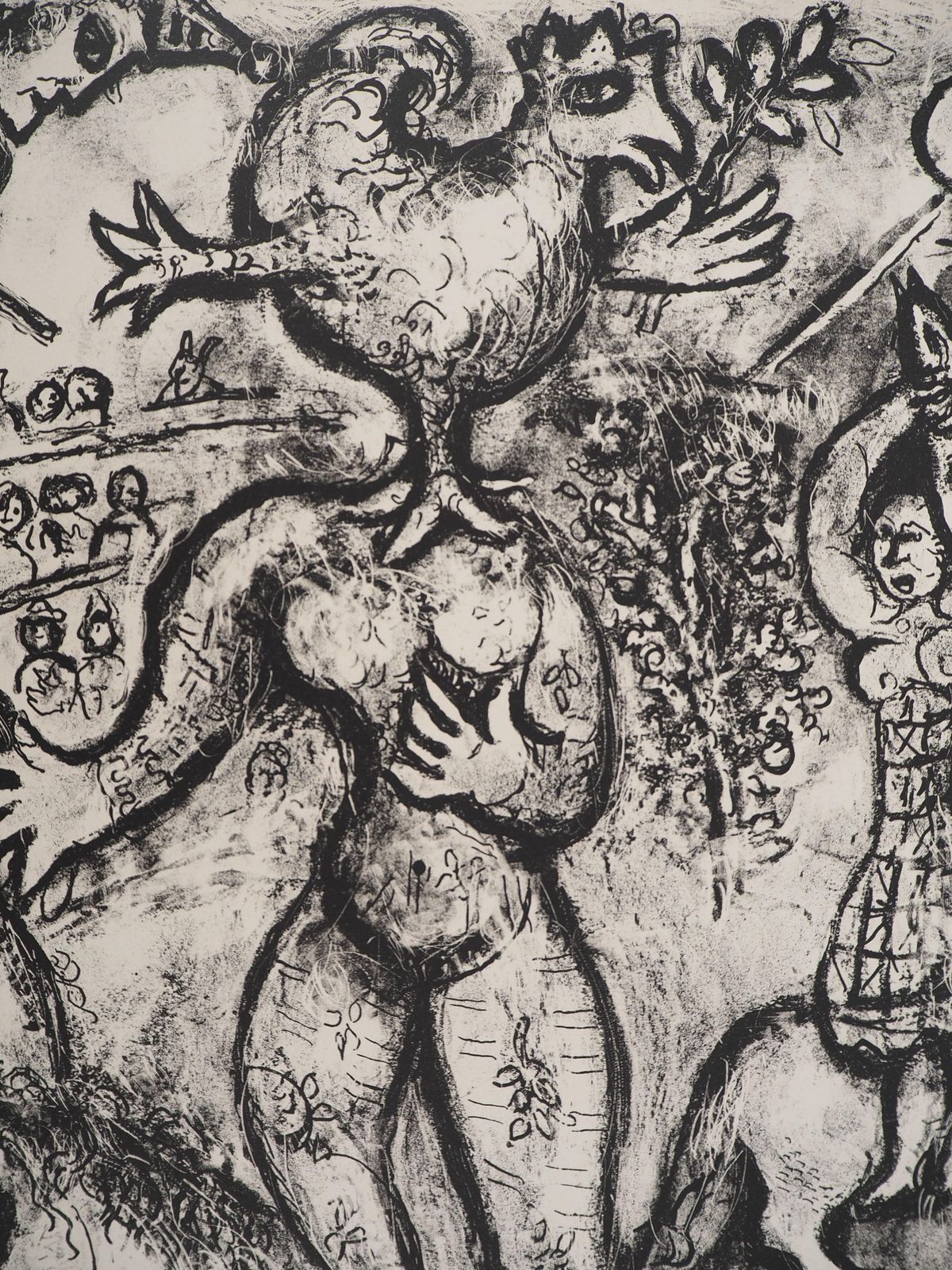 Marc Chagallthe Circus : Acrobats, Rooster And Horses   Original Lithograph (Mourlot #508)1967 photo for sale