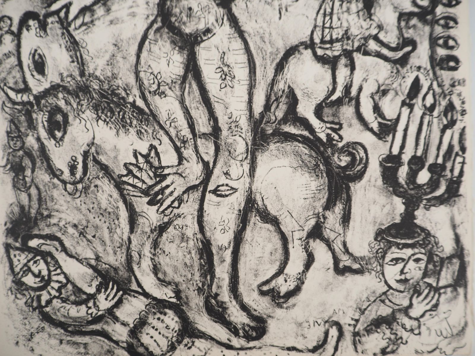 Marc Chagallthe Circus : Acrobats, Rooster And Horses   Original Lithograph (Mourlot #508)1967 photo vinterior