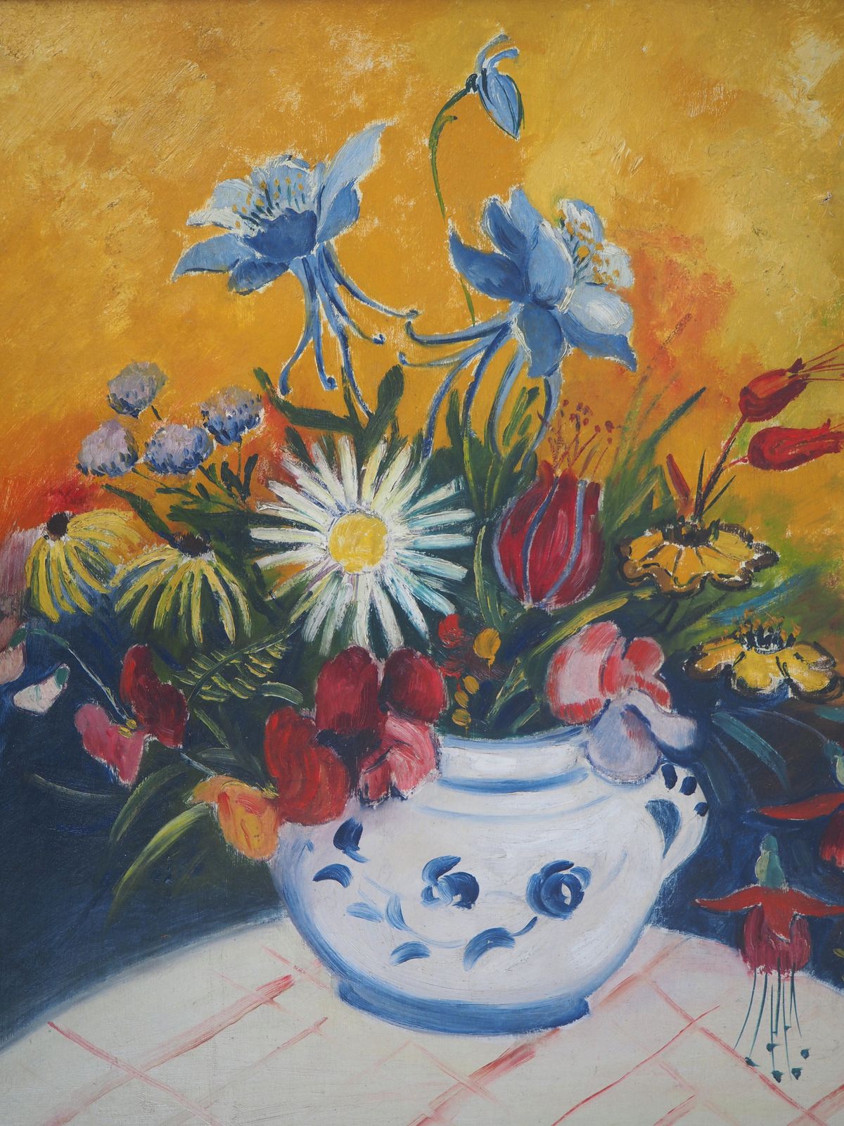 élisée Maclettribute To Van Gogh : Flowers On Yellow Background   Oil On Canvas   Signed photo Art