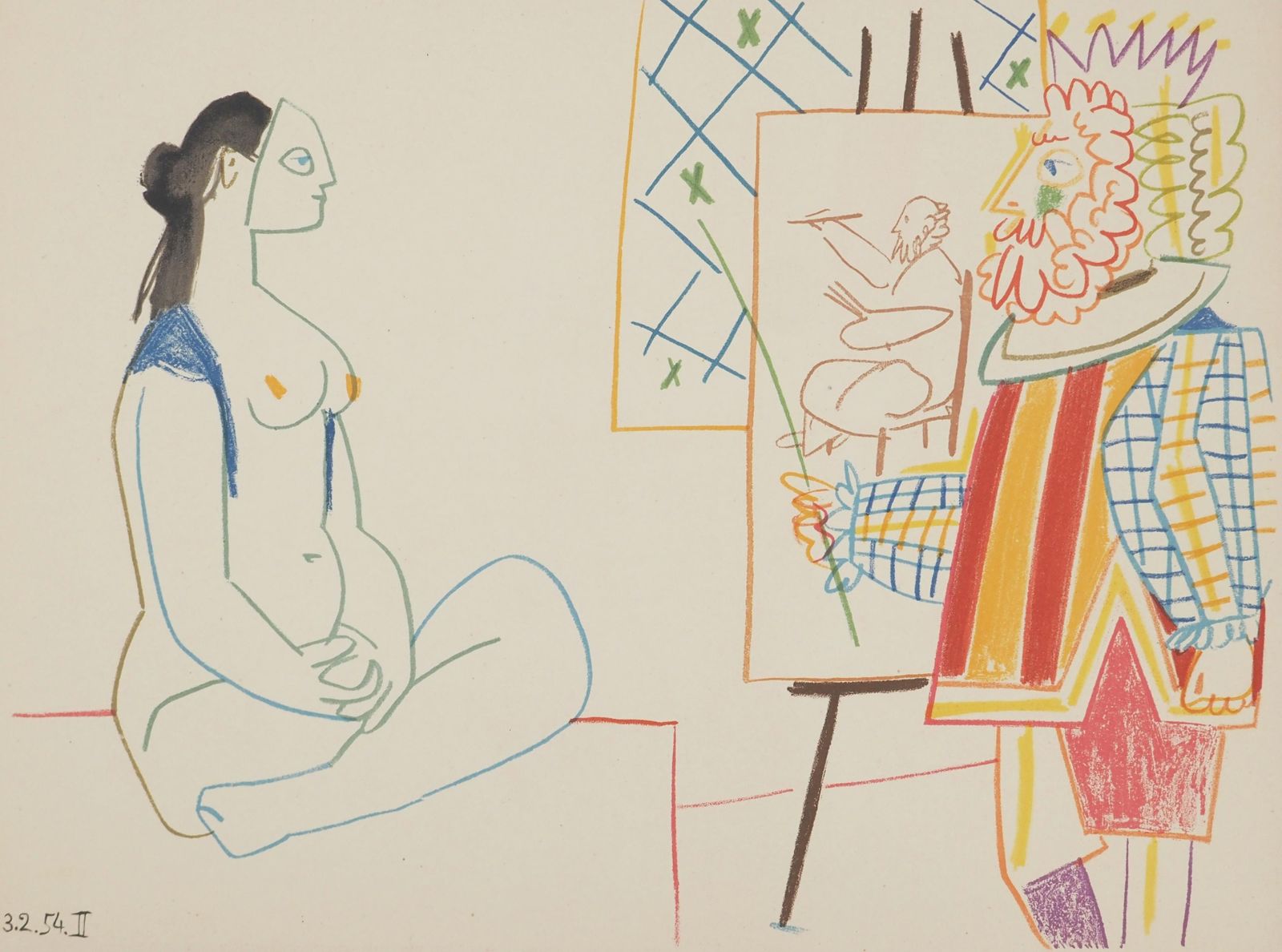 Pablo Picassocomédie Humaine : The King's Muse   Lithograph (Mourlot)1954 photo furniture