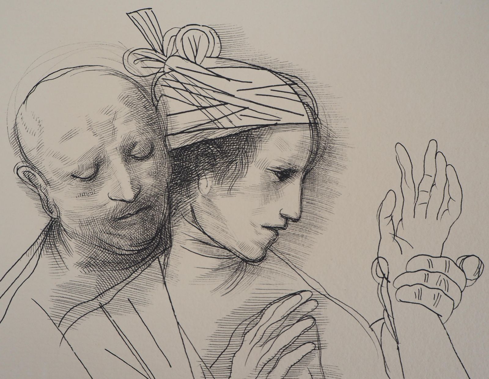 Miguel Condelovers And Pilgrim   Original Ink Drawing, Handsigned1993 photo buy