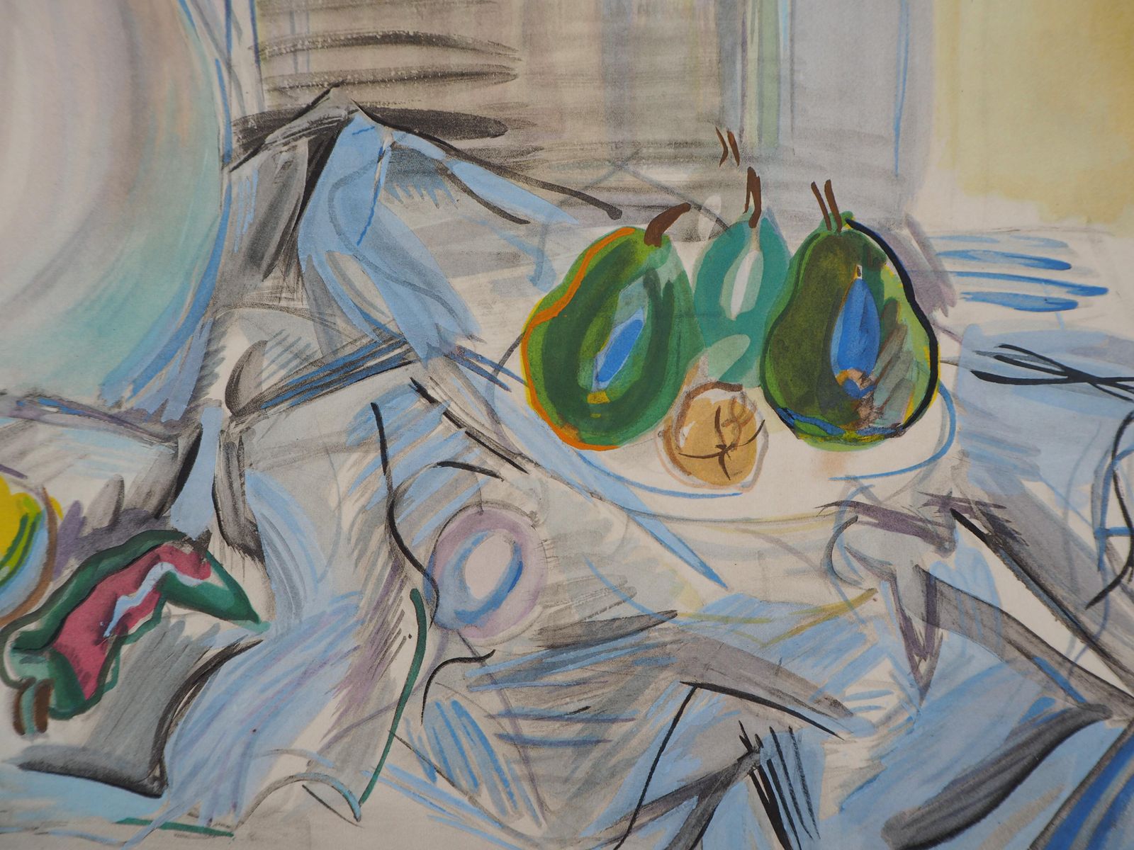 Raoul Dufystill Life With White Pot And Pears   Original Lithograph1953 photo Art