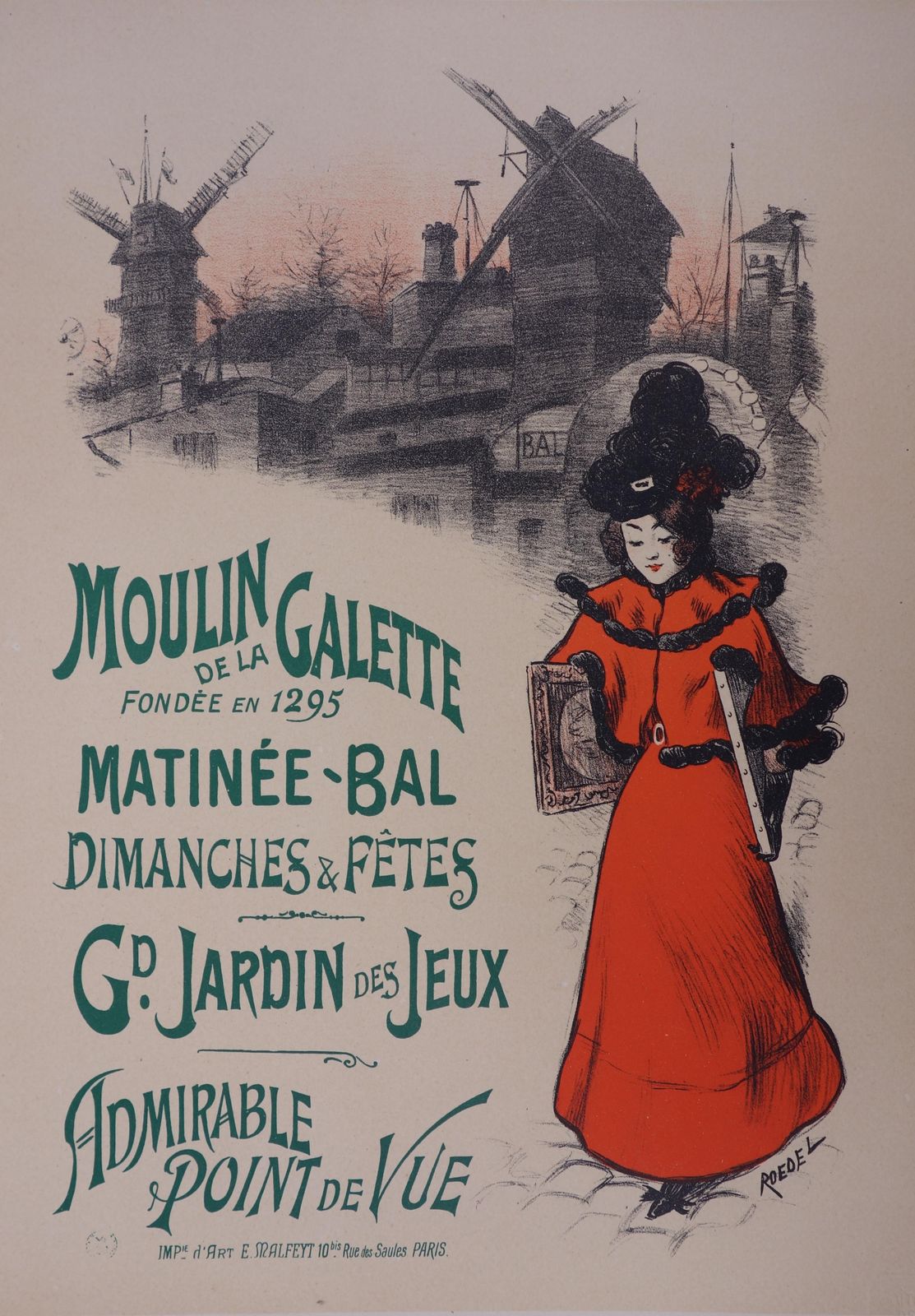 Auguste Roedelmontmartre : Moulin De La Galette   Lithograph (Les Maîtres De L'affiche), 18971897