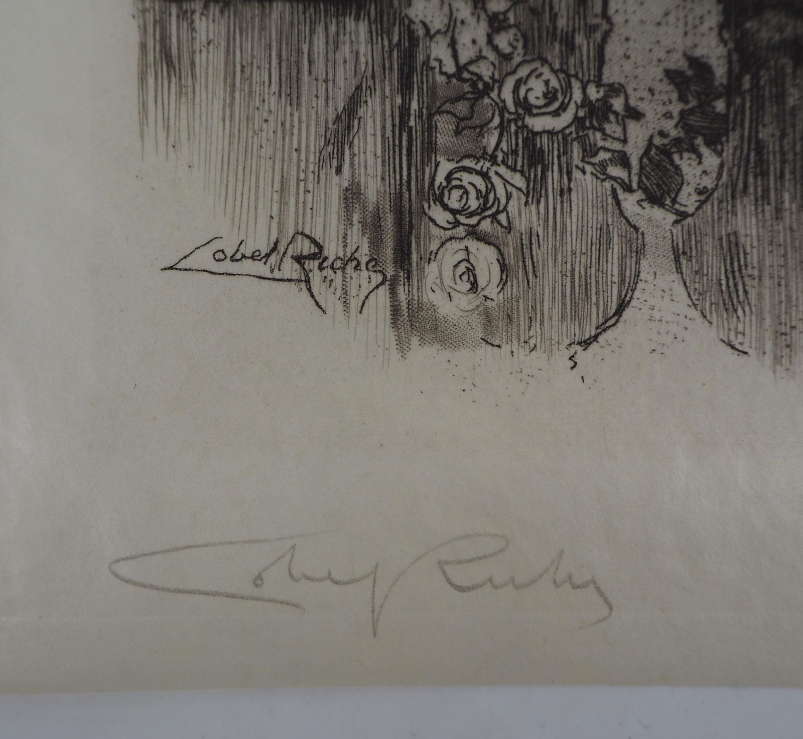 Almery Lobel Richeyoung Lady In A Garden   Original Etching Handsigned photo vinterior