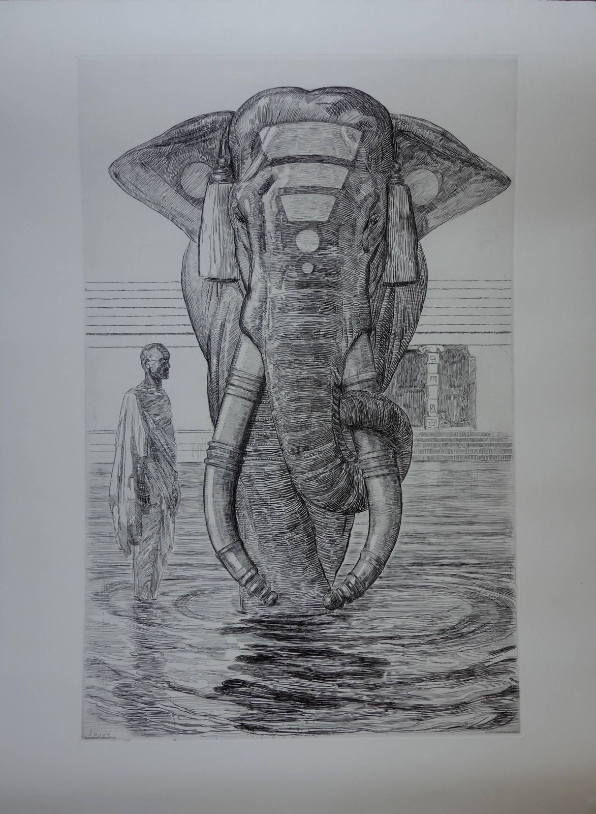 Paul Jouveelephant Of Siva Temple   Original Etching