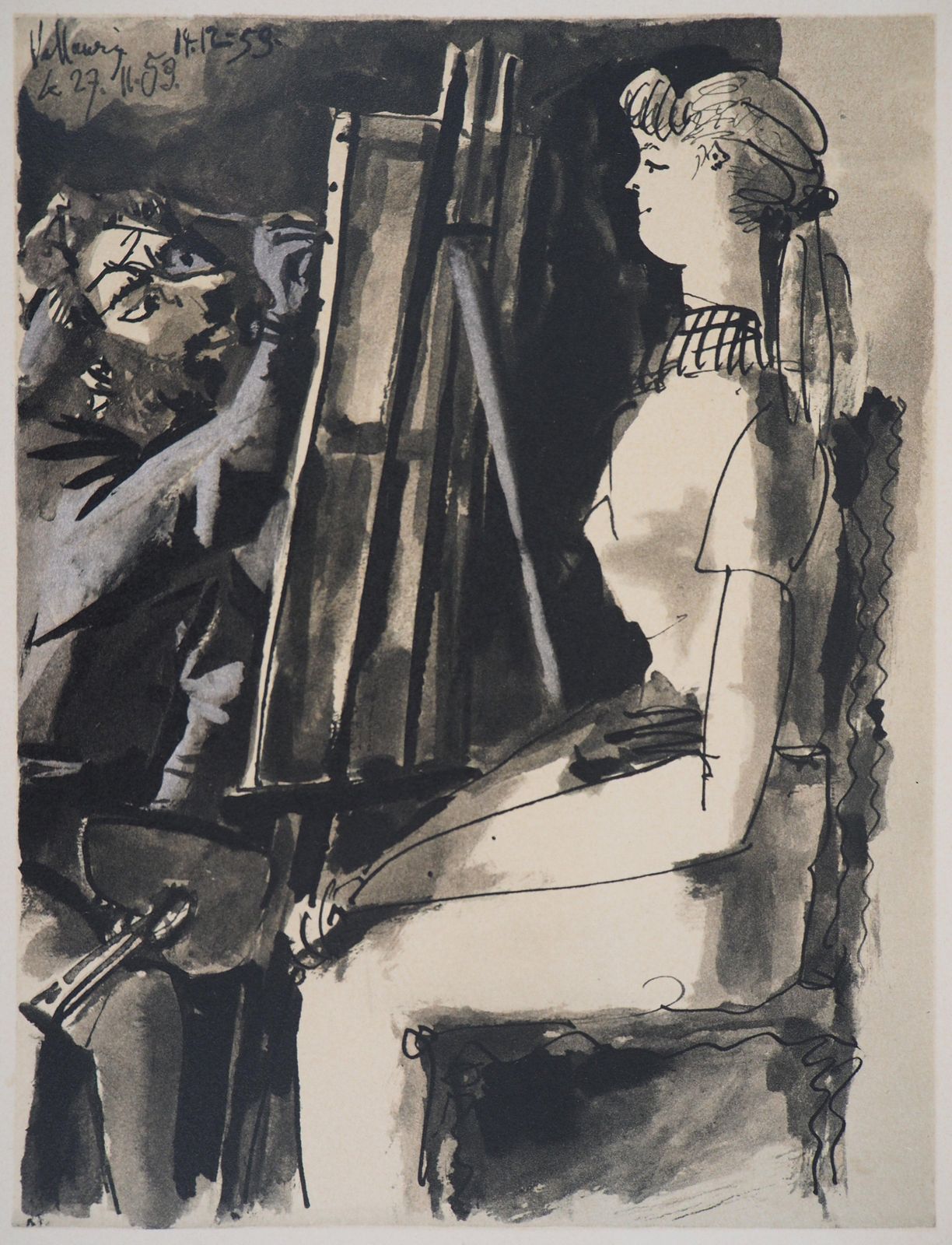 Painter With His Model   Litograph On Arches Vellum   Verve, Mourlot 1954