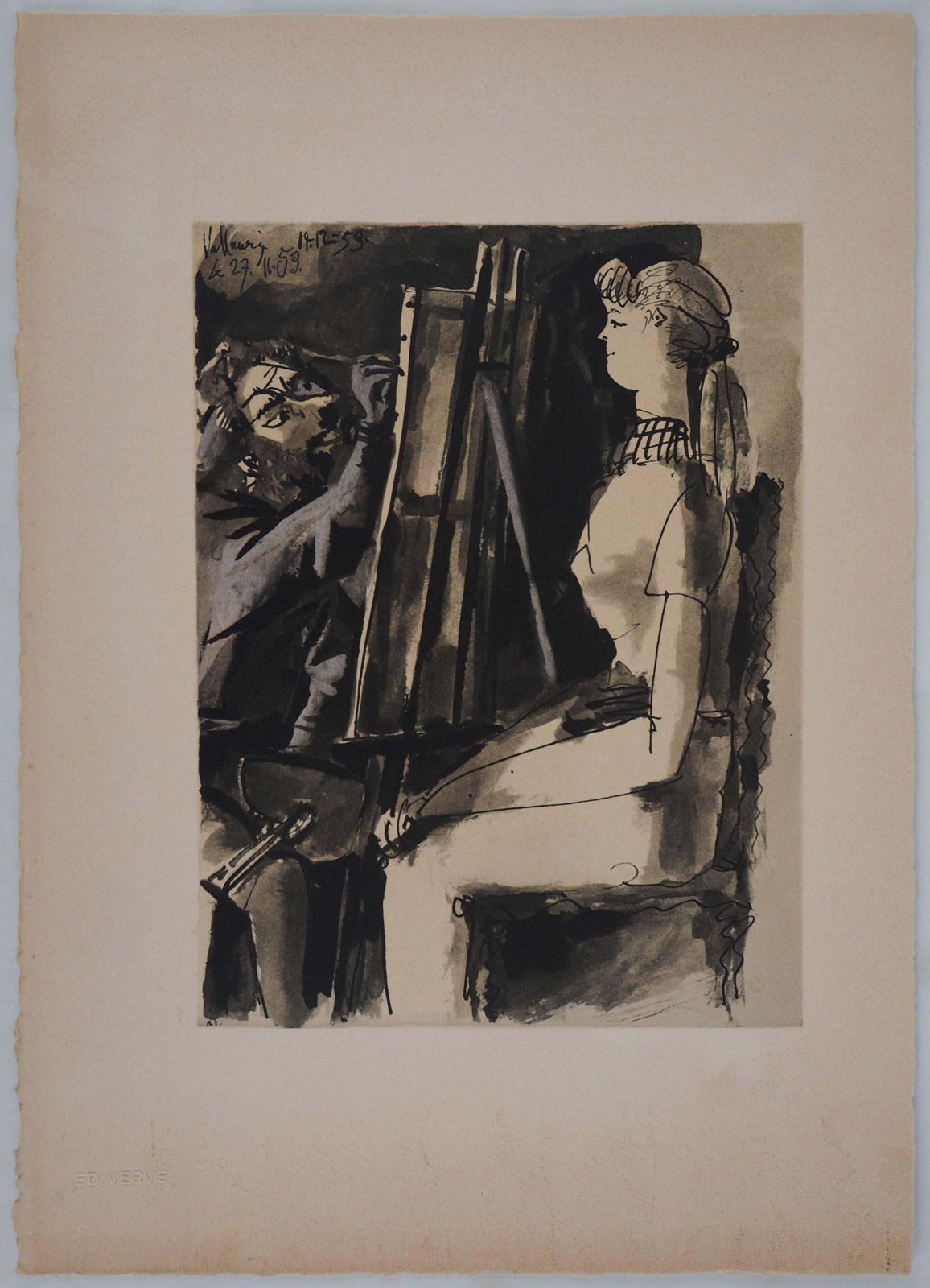 Painter With His Model   Litograph On Arches Vellum   Verve, Mourlot 1954 photo furniture