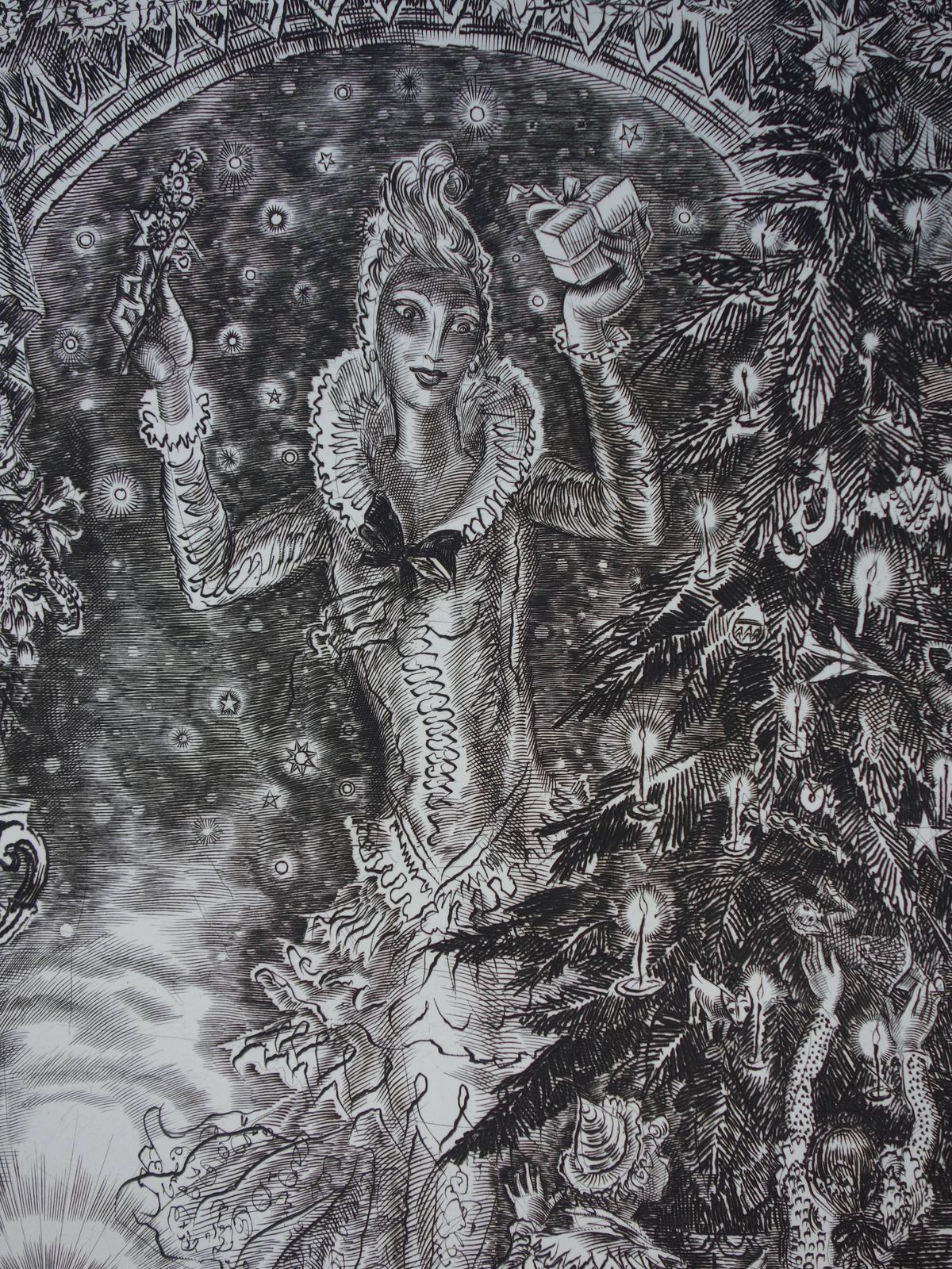 Albert Decarisdecember : Christmas Tree   Original Handsigned Etching   Exceptional N° 1/100 photo 297.0