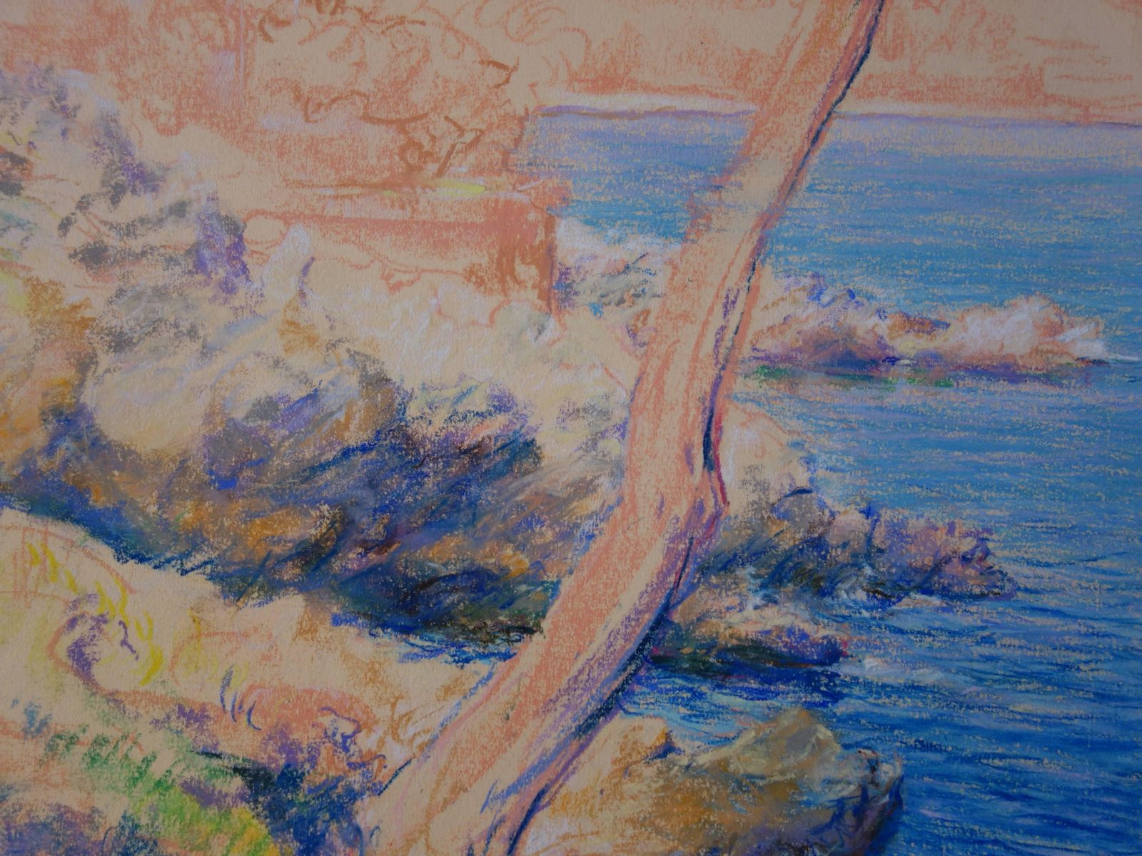 Gaston Coppenssavage Sea Coast Near Saint Tropez   Original Charcoals Drawing photo Art
