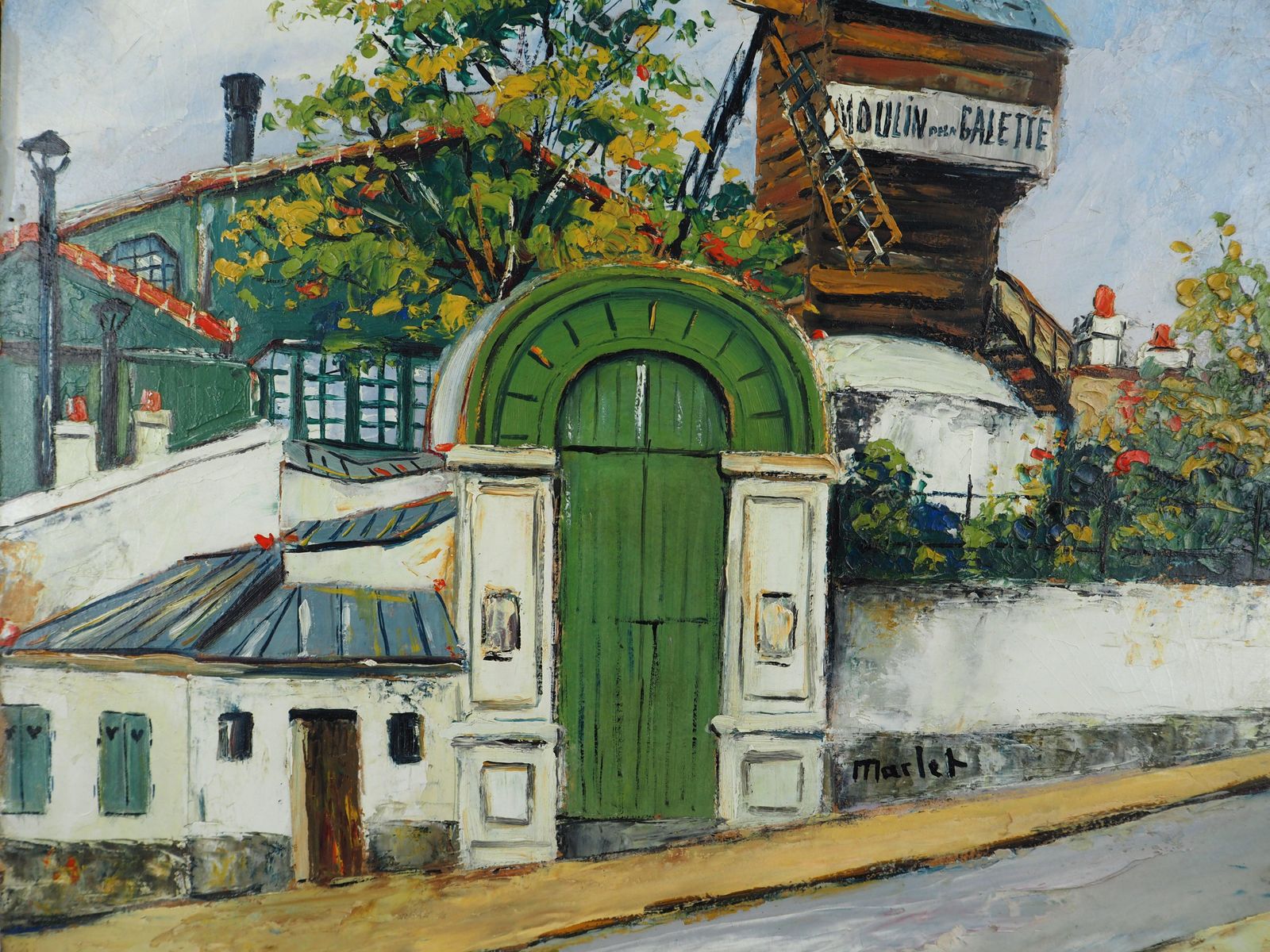 élisée Macletparis, Montmartre : Moulin De La Galette (The Mill)   Oil Painting   Signed photo vintage