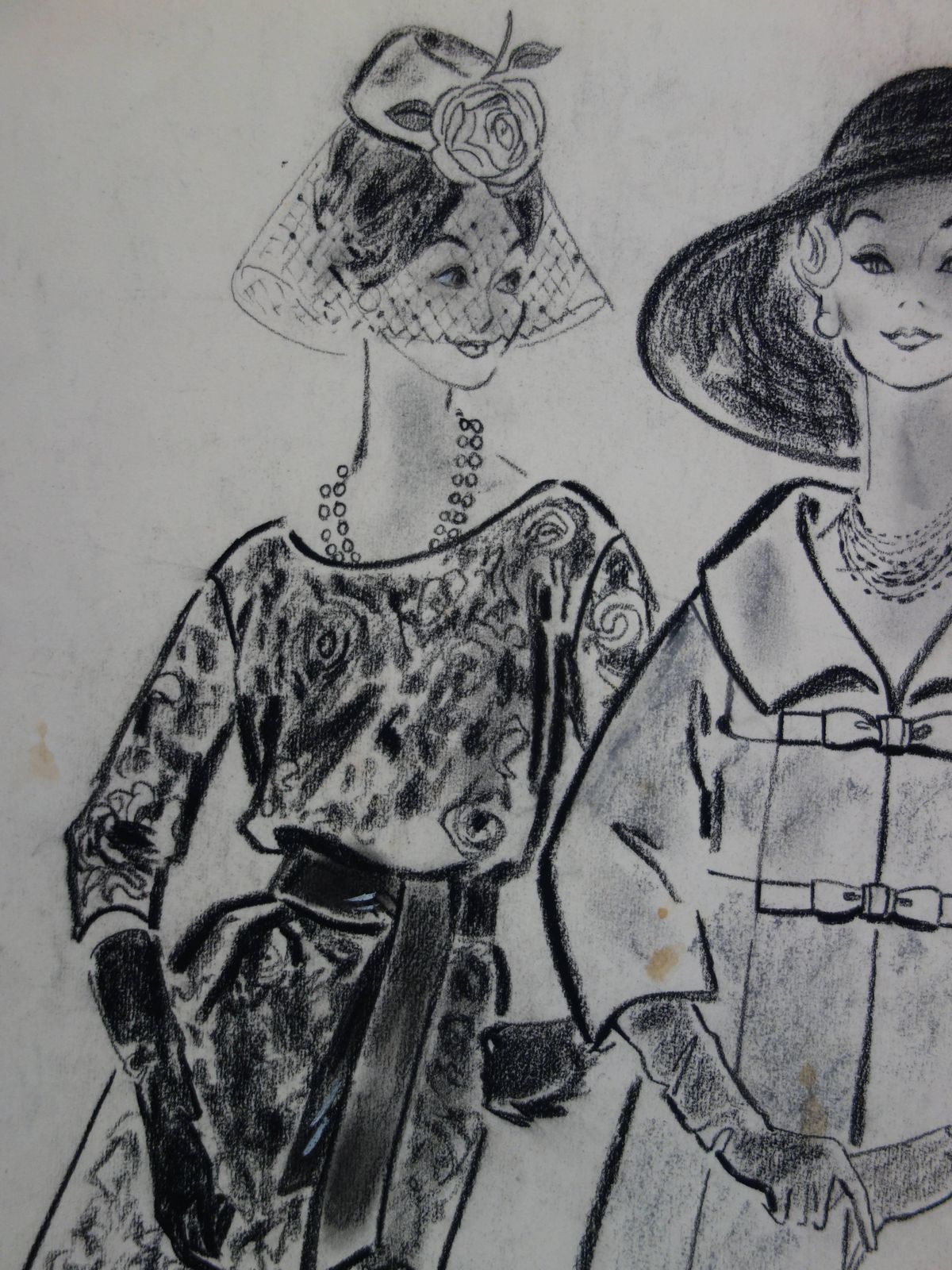 Rosy Andreasi Verdiermode Drawing : Pretty Elegant Girls   Original Charcoal Drawing photo 212.0