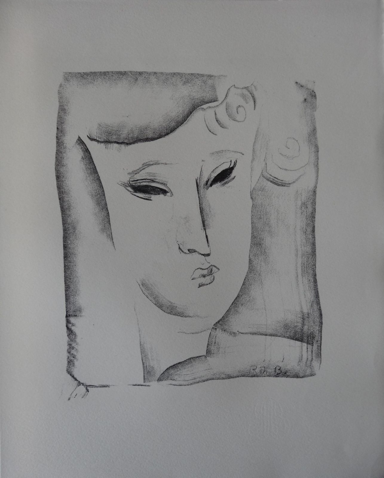 Rodolphe Théophile Bosshardcubist Portrait   Stone Lithograph, 19301930