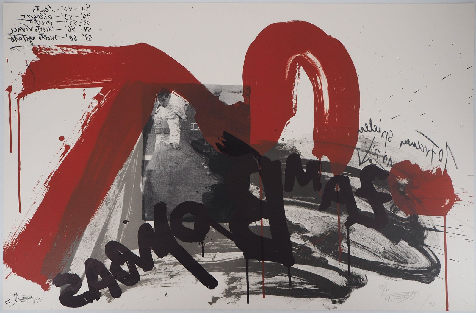 Wolf Vostellthe Scream,  The Torero   Original Handsigned Lithograph   Ltd 85 Cop (Fluxus)1990