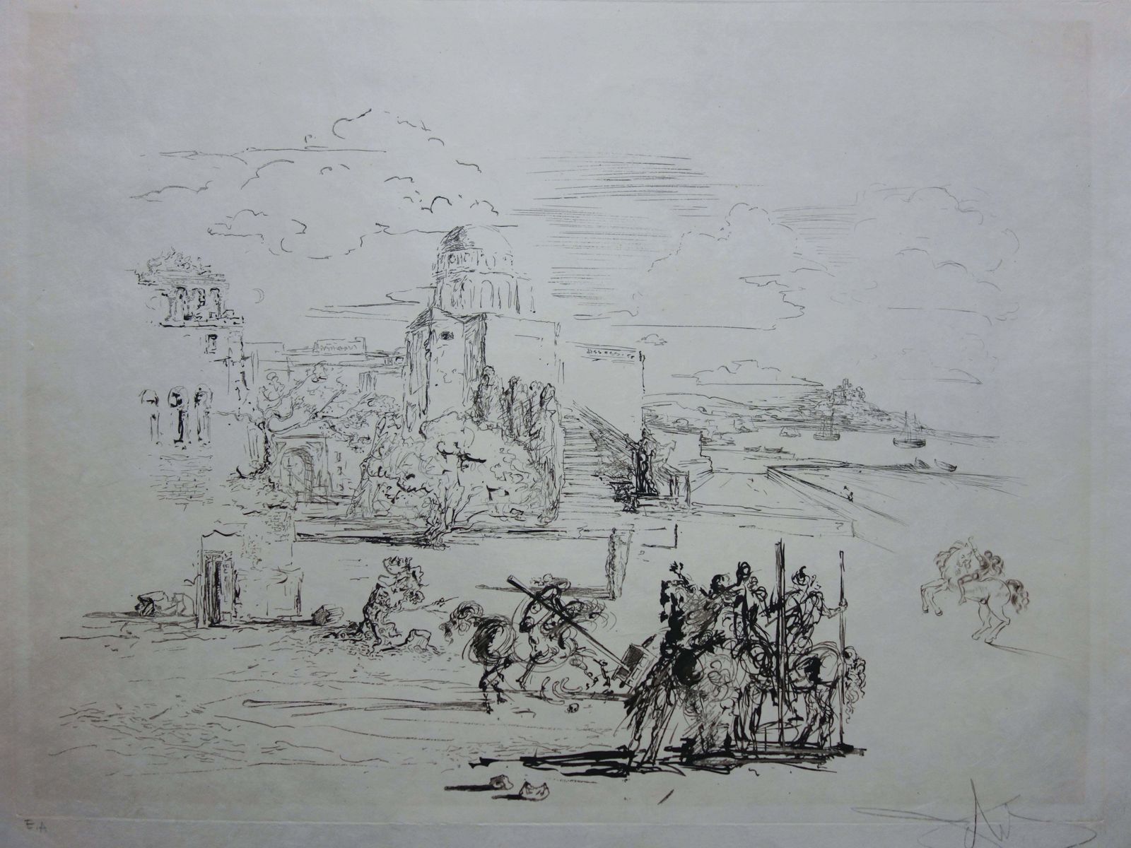 Rome And Cadaques   Original Etching   19731973 photo furniture