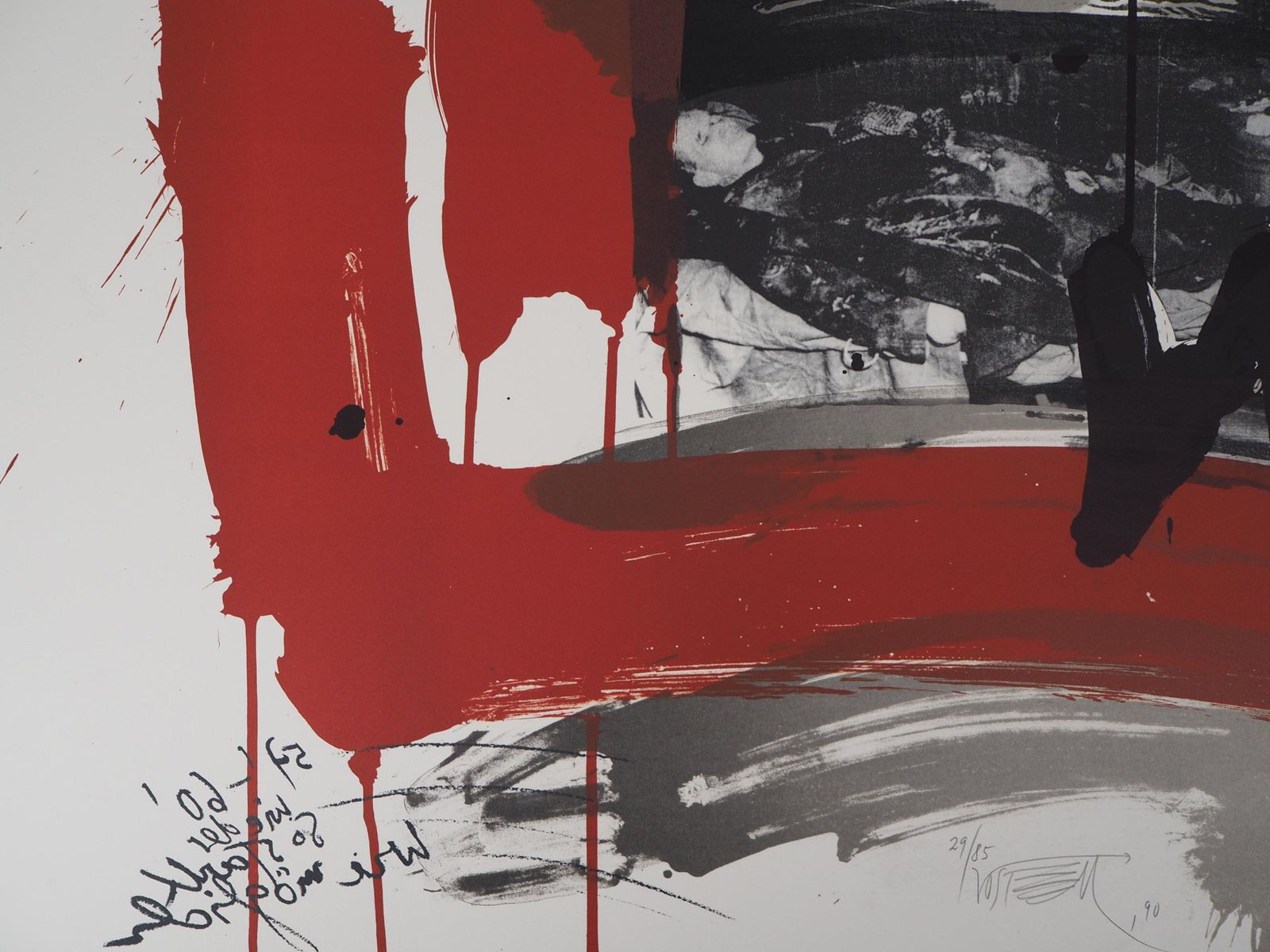 Wolf Vostellthe Scream,  Man In Black   Original Handsigned Lithograph   Ltd 85 Cop (Fluxus)1990 photo 425.0