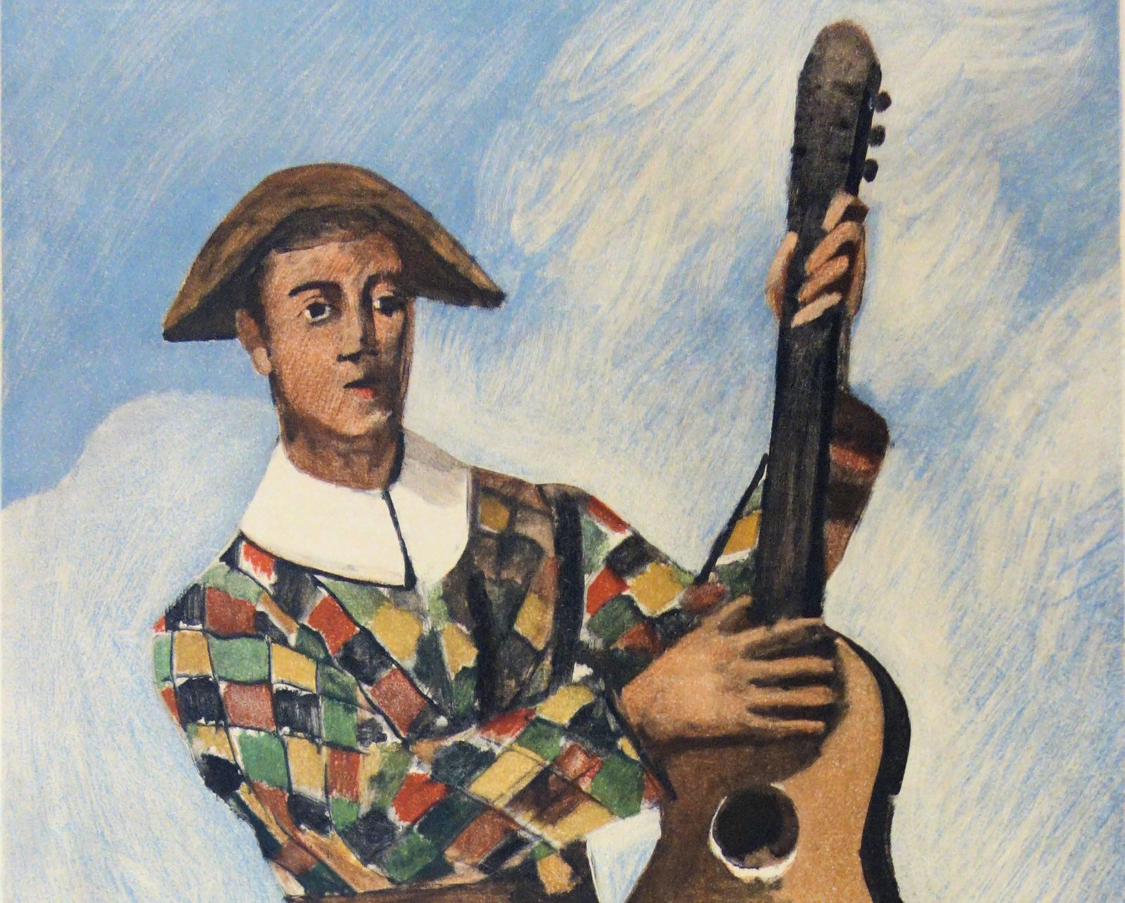 (After) André Deraintribute To Picasso : Musician Harlequin   Lithograph   C. 1950 photo Art